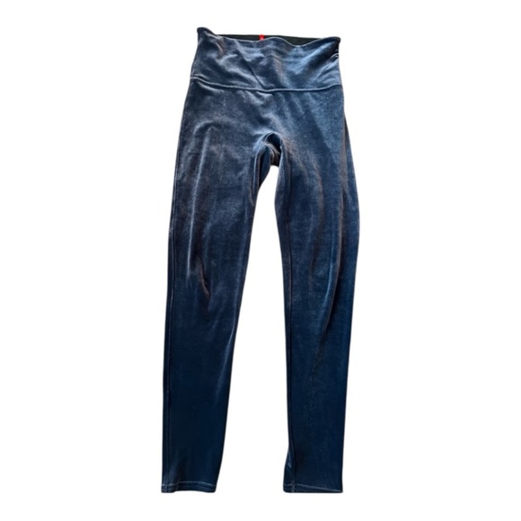 SPANX Navy Blue Velvet Leggings L - Picture 1 of 4